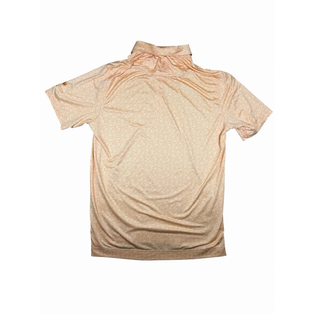 FootJoy Founders Club Golf Polo Shirt Mens L Orange Floral Stretch Performance